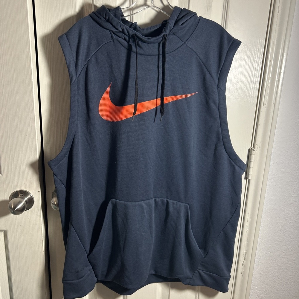 Nike Dri-FIT Dry Training Sleeveless Hoodie Mens XXL Gray Swoosh AQ997-471